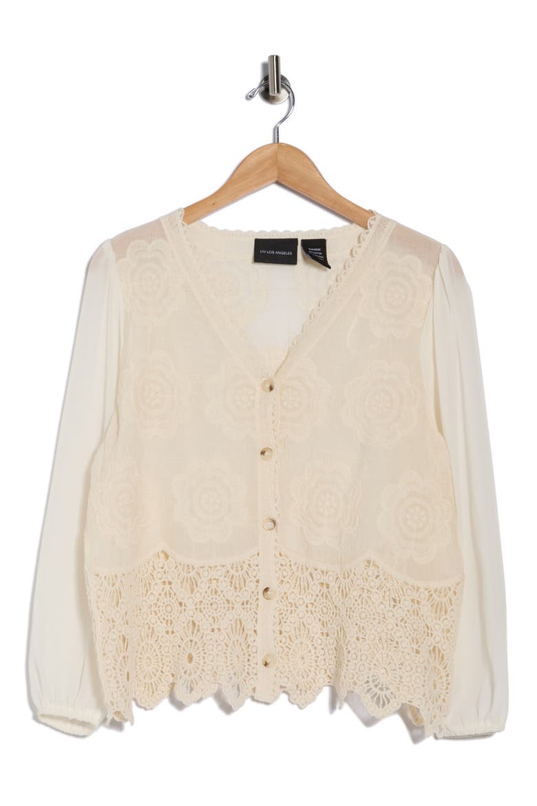 Floral Embroidered Cardigan, Alternate, color, NATURAL