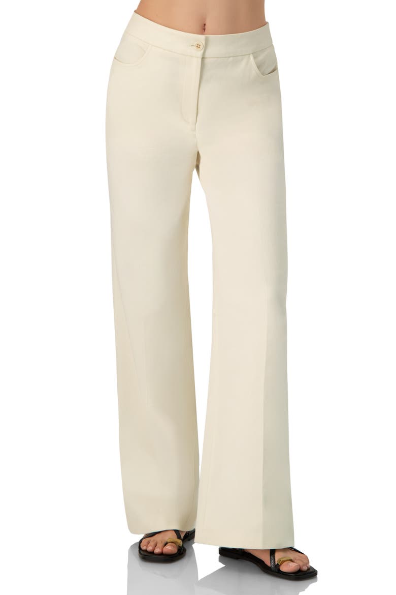 Cotton Wide-Leg Straight Pants, Main, color, Ivory