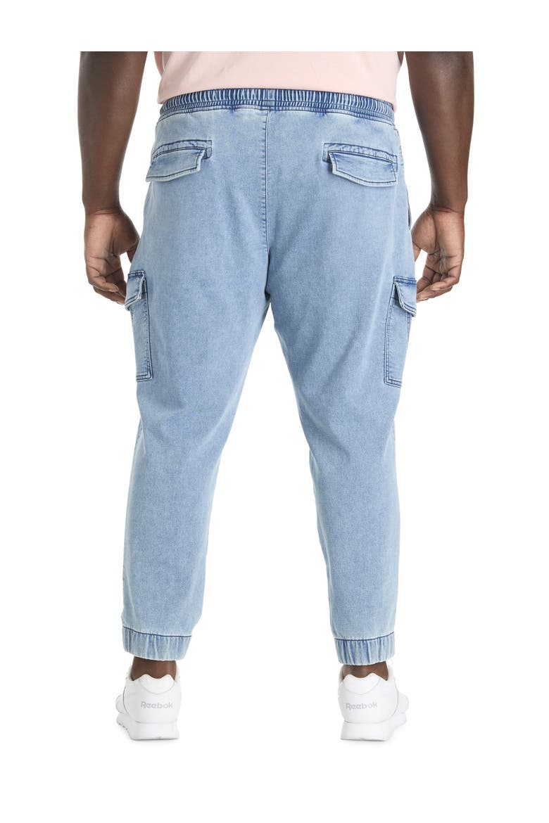 Big & Tall Denim Cargo Joggers, Alternate, color, TRUE BLUES