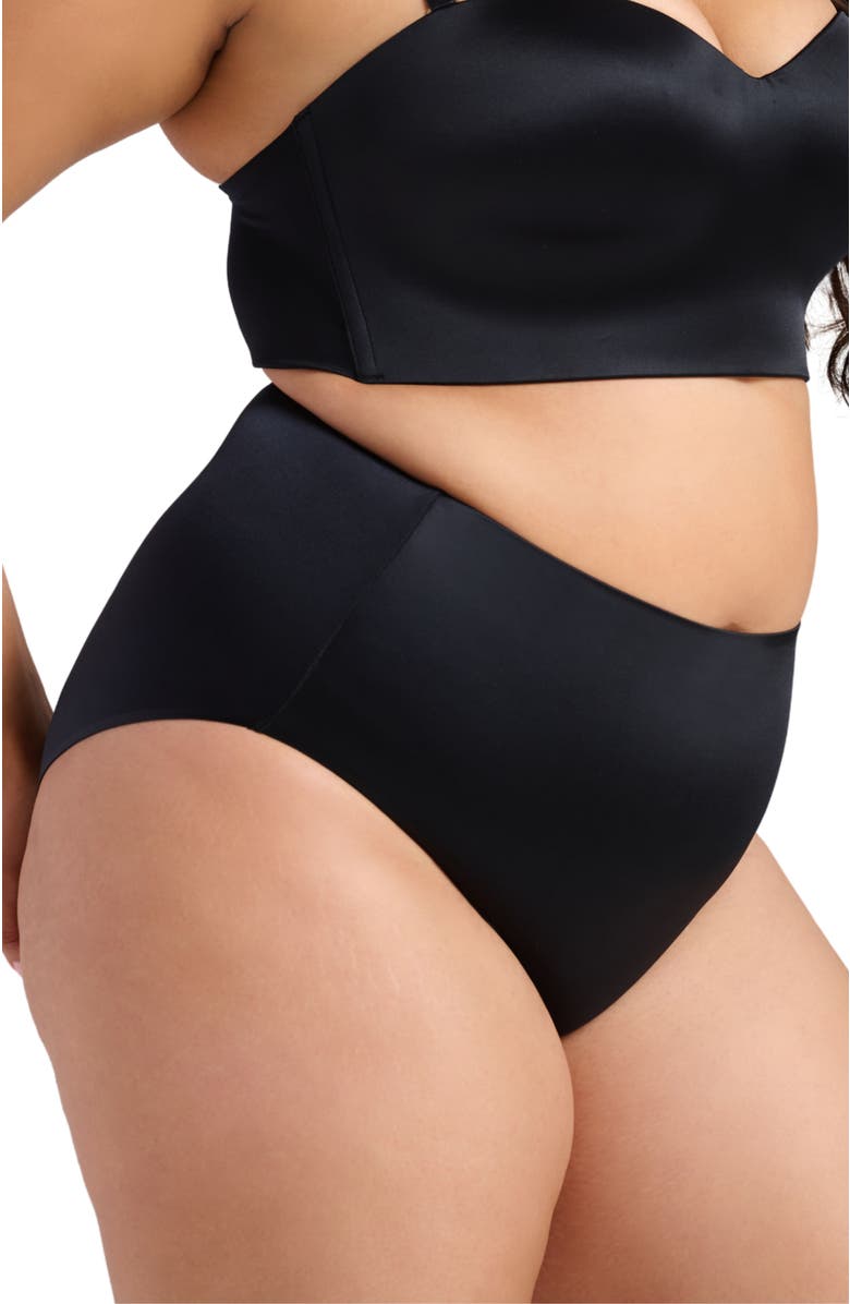 Siella Smooth Satin Brief, Alternate, color, Black
