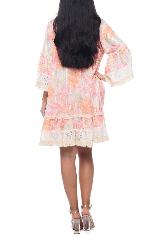 Ranee's Ranees Plunge Bell Sleeve Minidress In Multi