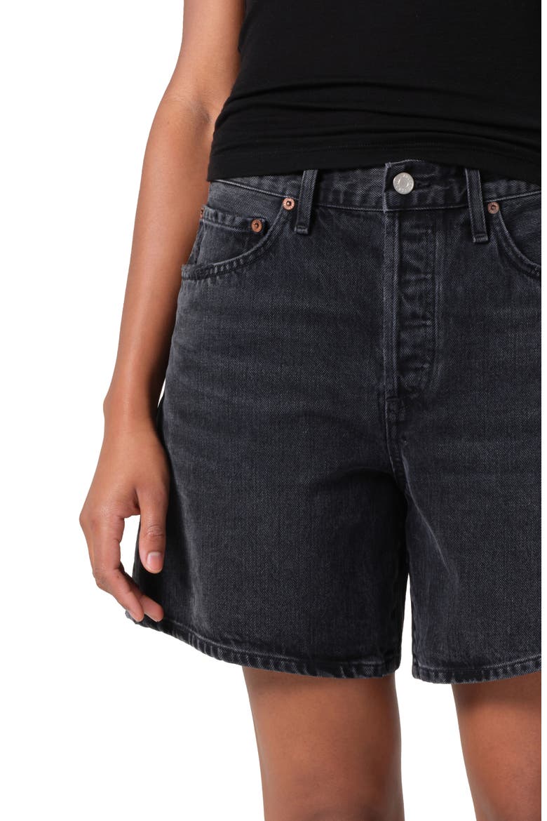 Dame High Waist Mid Length Relaxed Denim Shorts, Alternate, color, HITCH