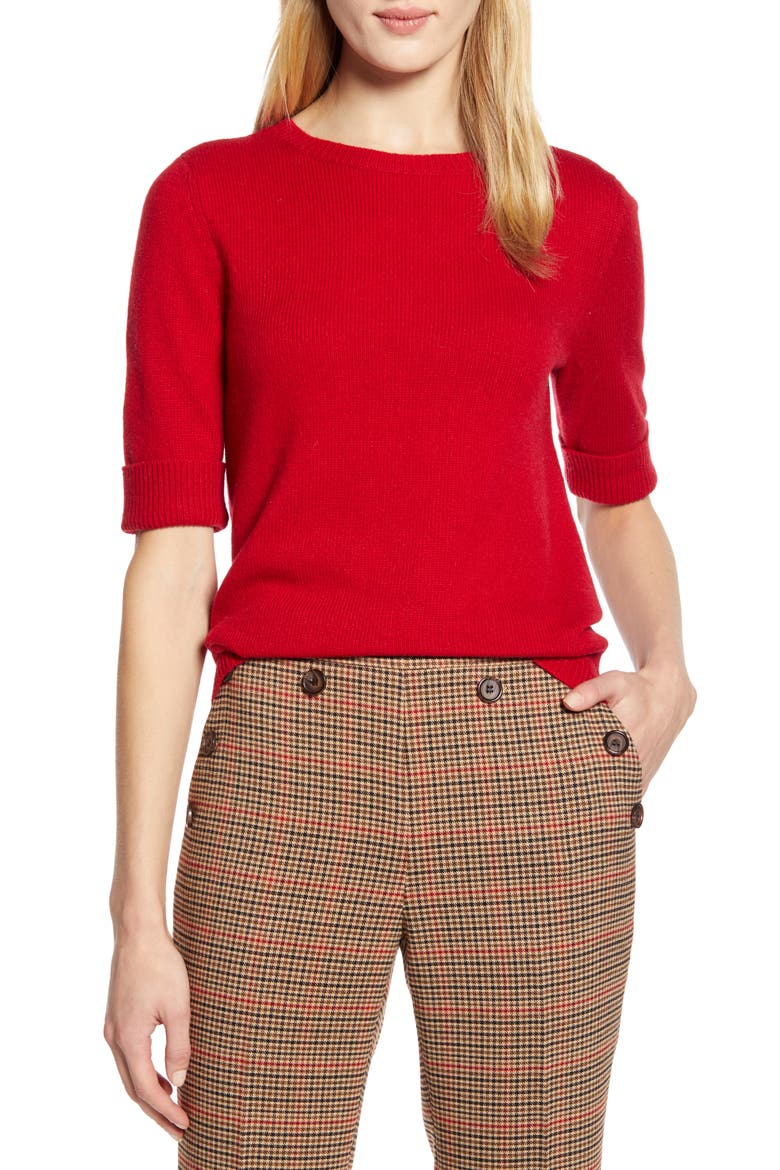 x Atlantic-Pacific Elbow-Length Sleeve Sweater (Nordstrom Exclusive), Main, color, RED CHILI