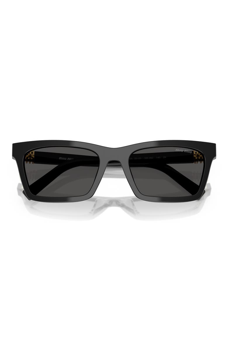 55mm Rectangular Sunglasses, Main, color, BLACK / DARK GREY