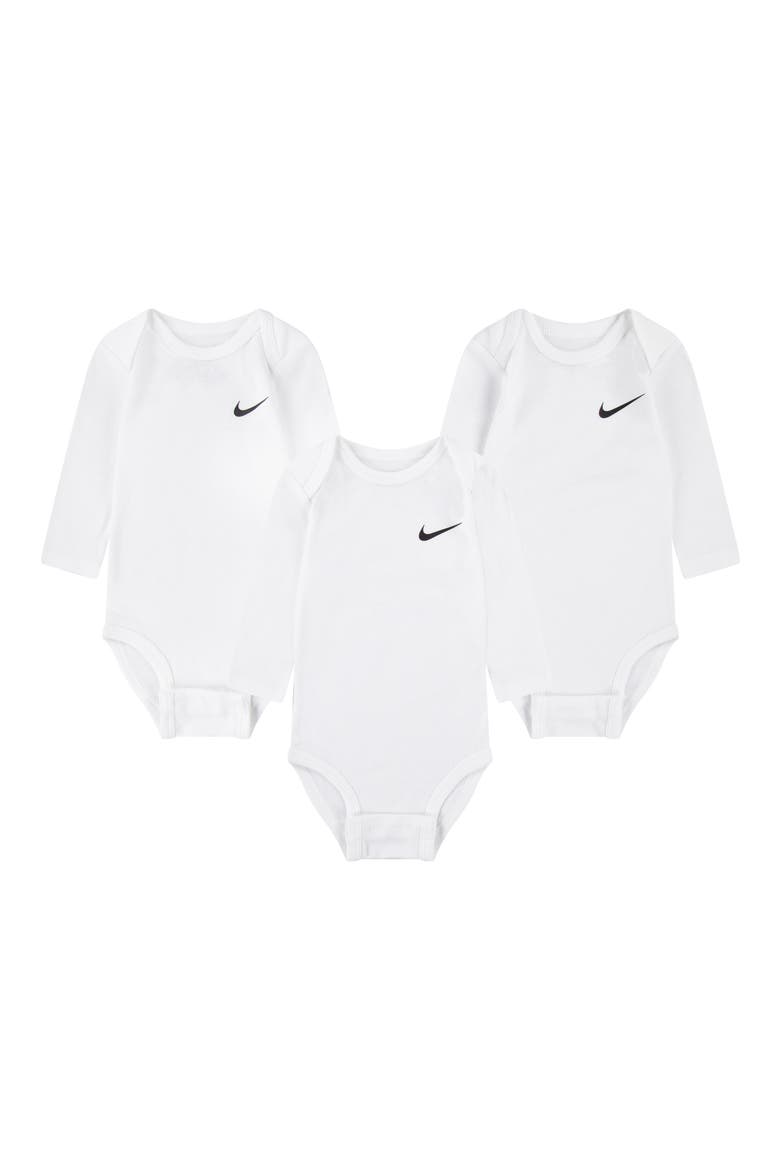 Essentials 3-Pack Long Sleeve Bodysuits, Main, color, WHITE