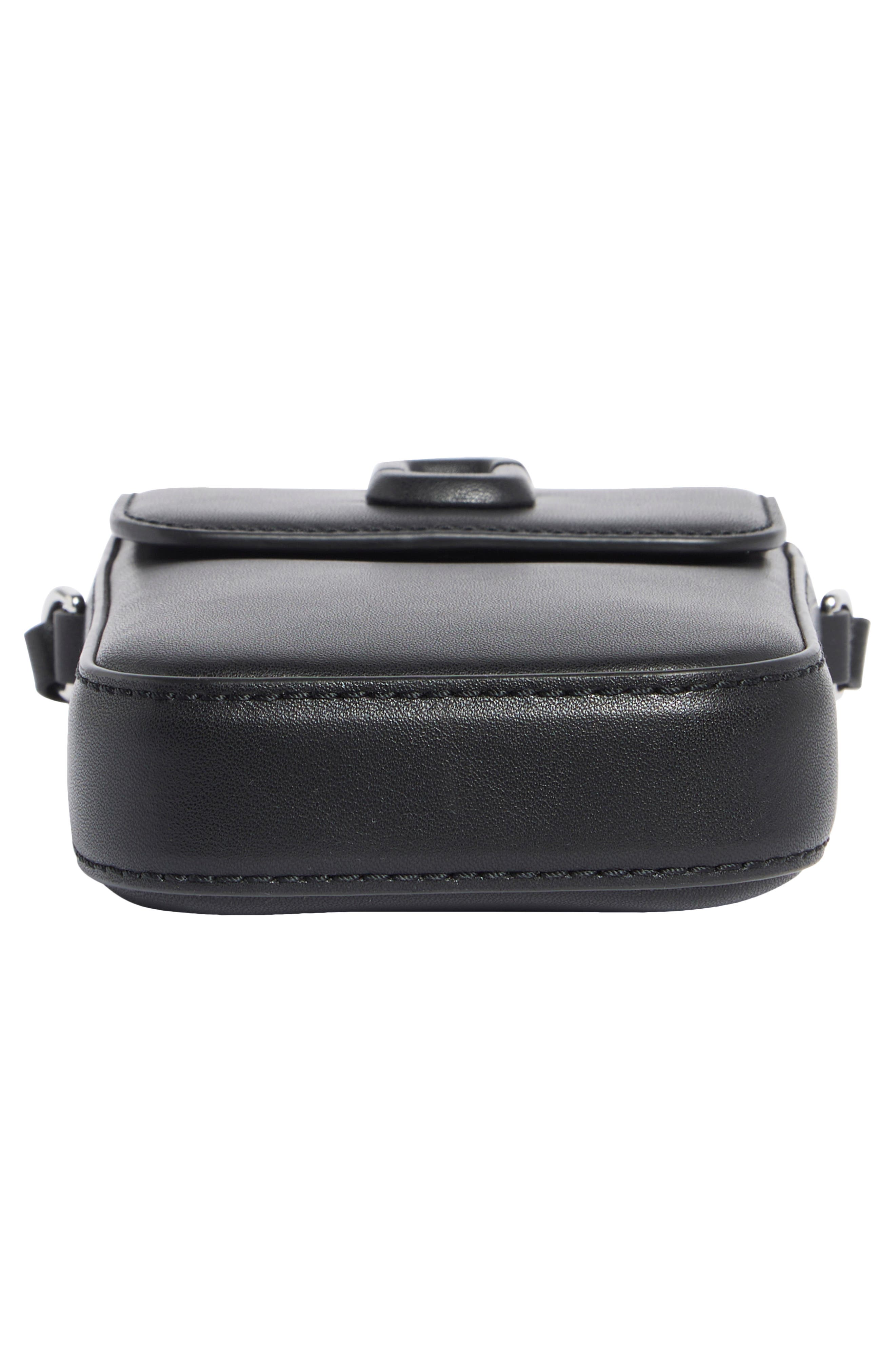 The Phone Leather Crossbody Bag, Alternate, color, BLACK