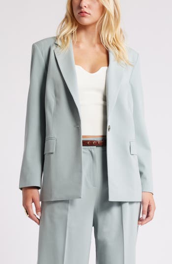 Open Edit Relaxed Fit Blazer In Teal Pond