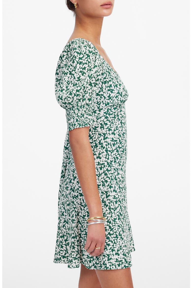 Seamed V-Neck Minidress, Alternate, color, ABSTRACT LEAF KELLY VERDANT GR