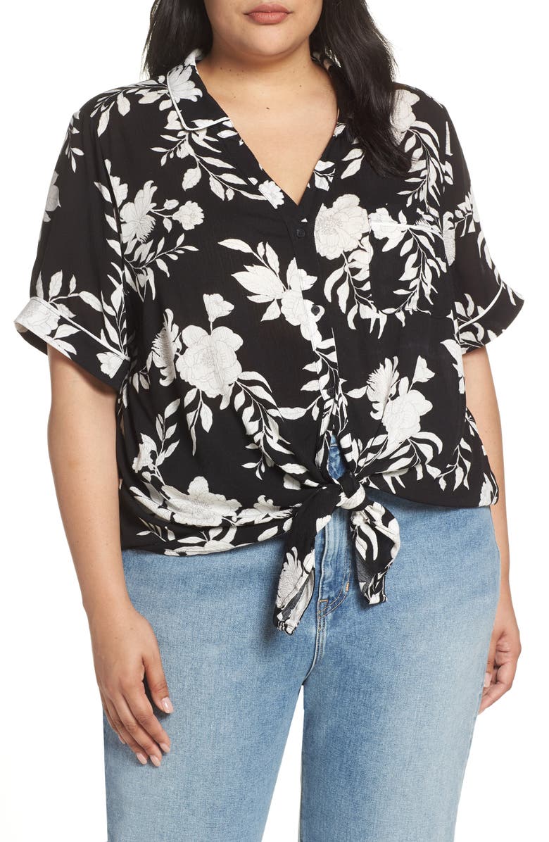 Seven7 Tie Front Shirt, Main, color, 