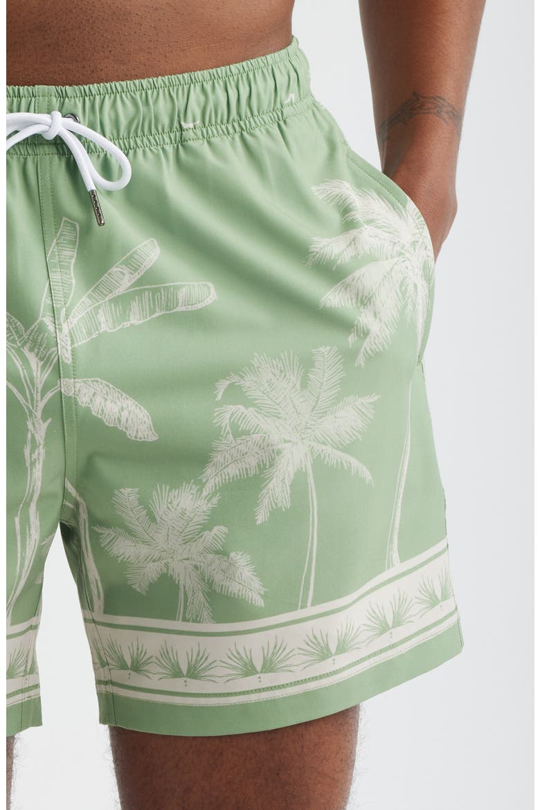 Tropical Palm Swim Trunks, Alternate, color, LIGHT GREEN