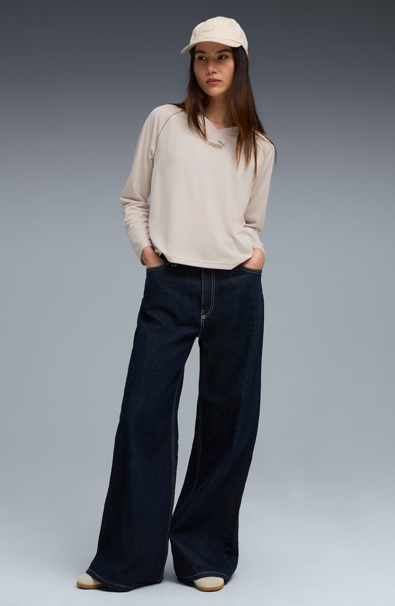 PUMA Essentials Animal Print Logo Pullover, Alternate, color, Alpine Snow