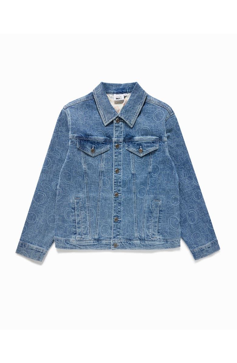 Samii Ryan Smiley Oversized Denim Jacket, Alternate, color, Blue