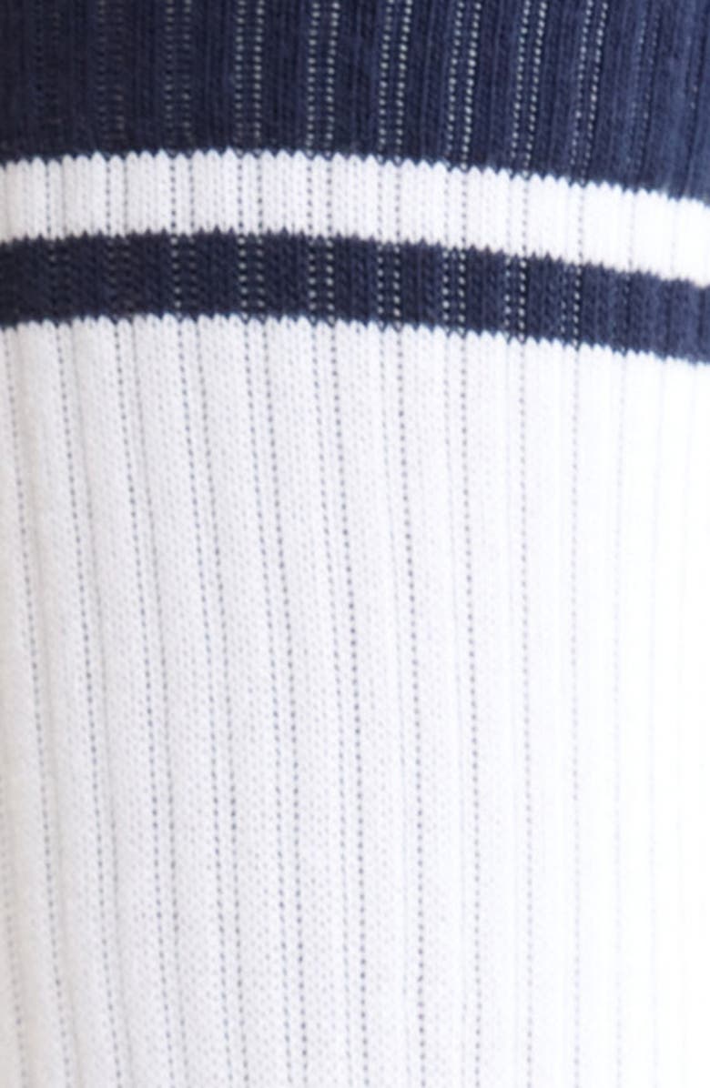 Sporty & Rich Stripe Rib Socks, Alternate, color, White/ Dark Navy