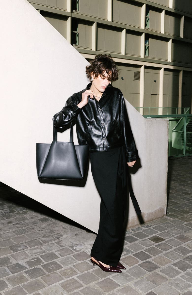 KAAI Midi Pyramid Leather Tote Bag, Alternate, color, Black