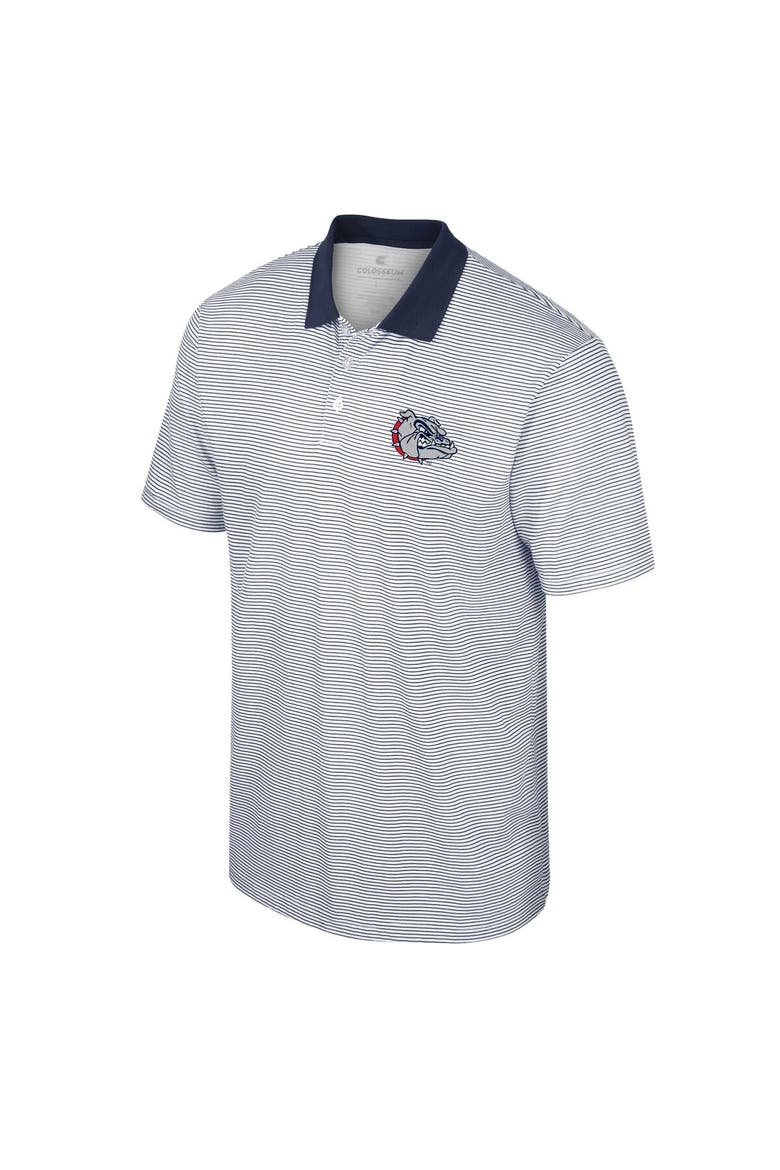 Men's Colosseum White/Navy Gonzaga Bulldogs Print Stripe Polo, Alternate, color, White