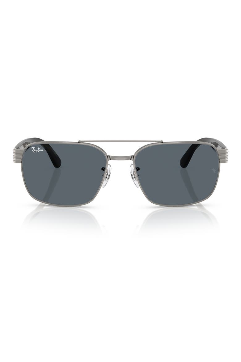 61mm Square Sunglasses, Main, color, GUNMETAL / BLUE