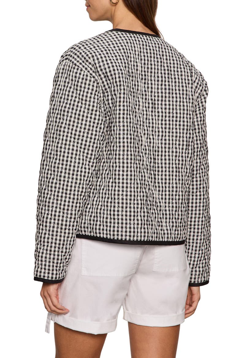 Gingham Quilted Cotton Blend Jacket, Alternate, color, BLACK