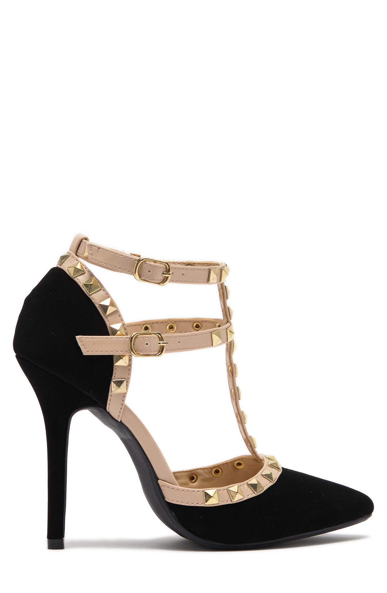WILD DIVA LOUNGE Studded T-Strap Stiletto Pump, Alternate, color, 