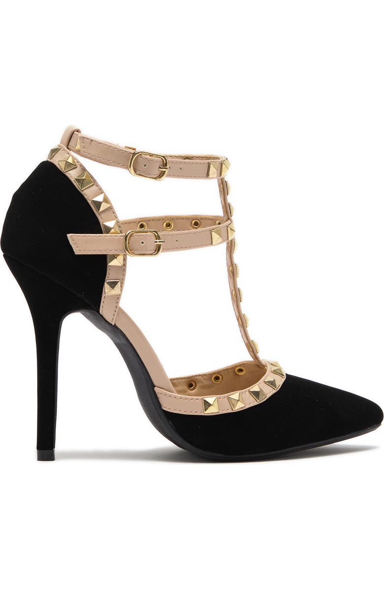WILD DIVA LOUNGE Studded T-Strap Stiletto Pump, Alternate, color,