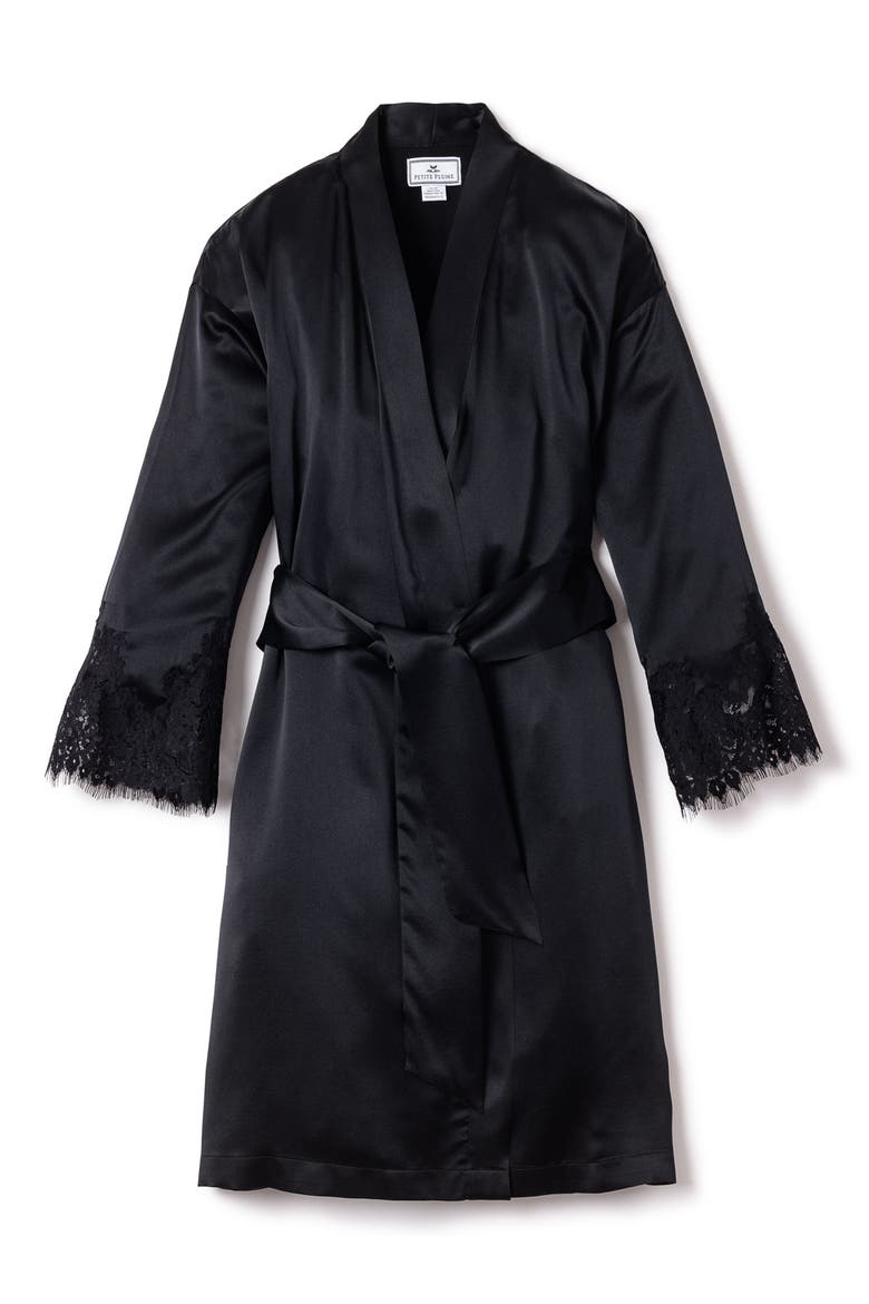 Silk Lace Robe, Alternate, color, BLACK