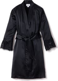 Petite Plume Lace Trim Mulberry Silk Robe