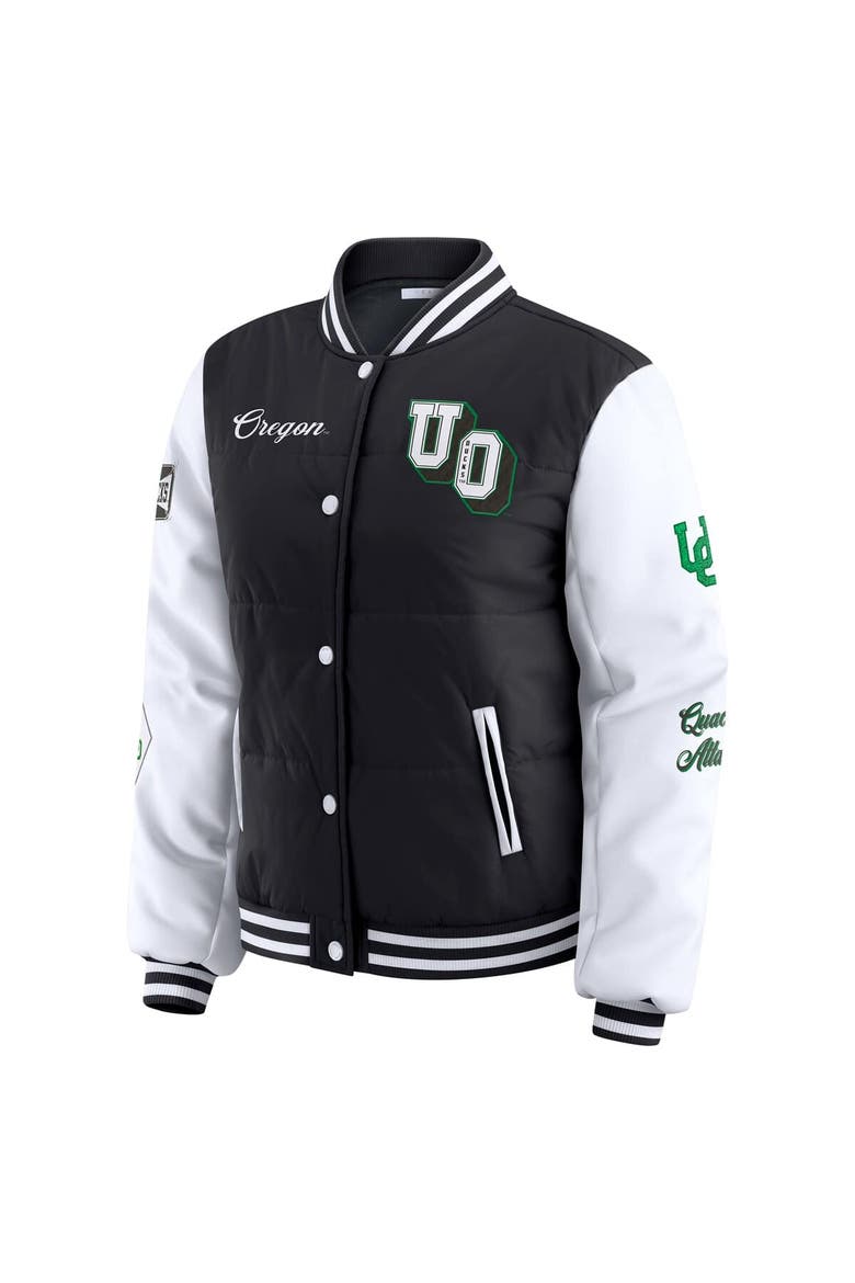 Women's WEAR by Erin Andrews  Black Oregon Ducks Varsity Puffer Jacket, Alternate, color, Black