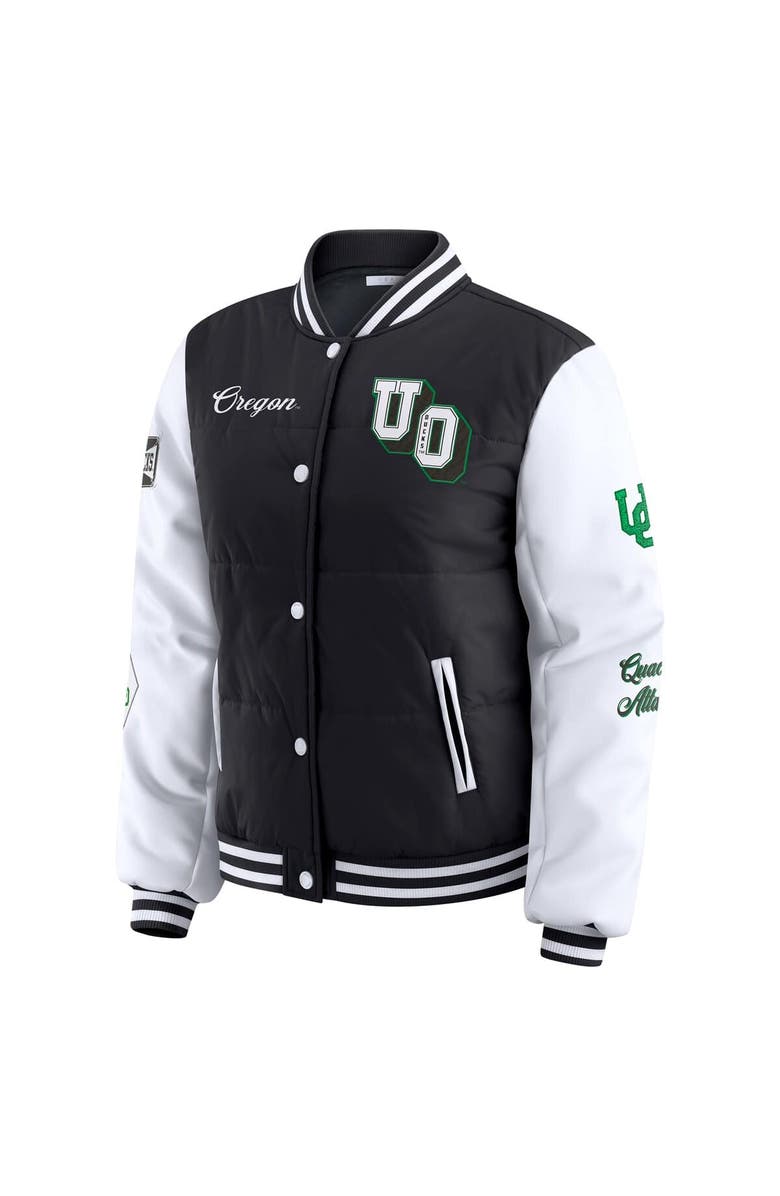 WEAR by Erin Andrews Women's WEAR by Erin Andrews  Black Oregon Ducks Varsity Puffer Jacket, Alternate, color, Black