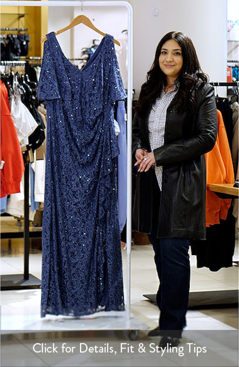 Stretch Sequin Lace Gown, sales video thumbnail