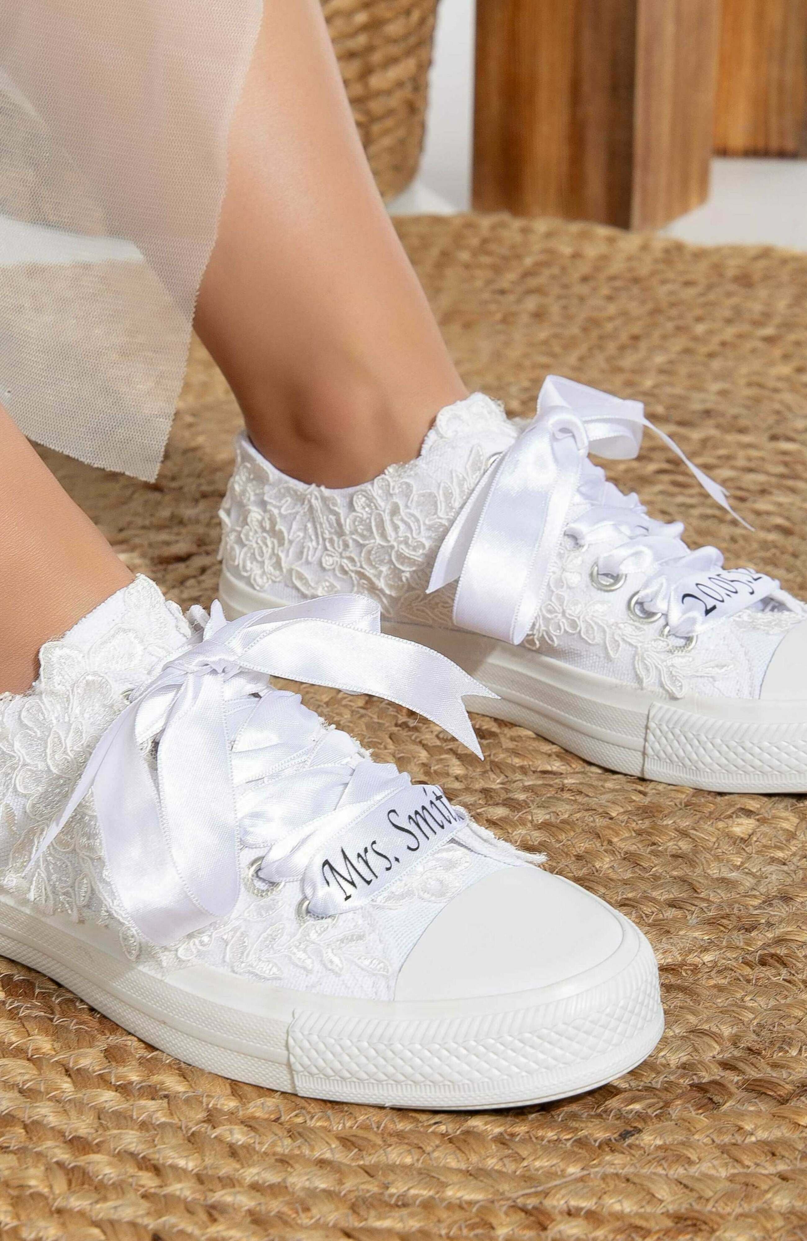 Forever 
Always Shoes Belle Lace White Bridal Sneakers, Alternate, color, White
