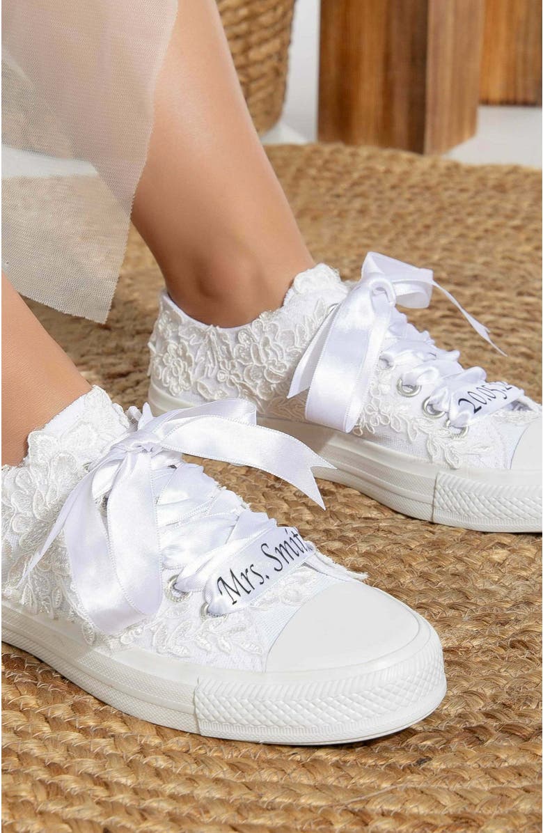 Forever & Always Shoes Belle Lace White Bridal Sneakers, Alternate, color, White