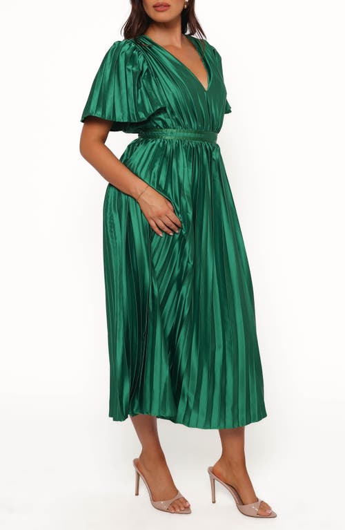 Petal And Pup Petal & Pup Keelah Pleated Satin Midi Dress In Green