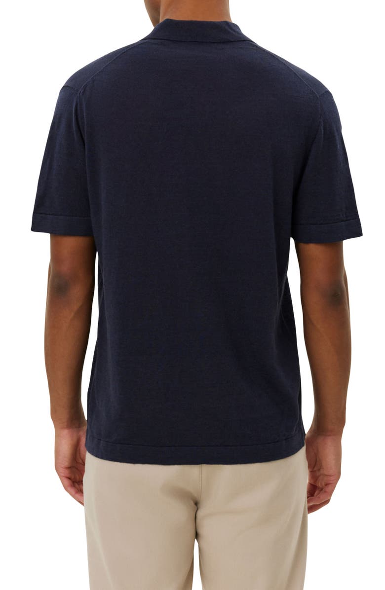 Les Deux Emmanuel Linen & Cotton Polo Sweater, Alternate, color, Dark Navy