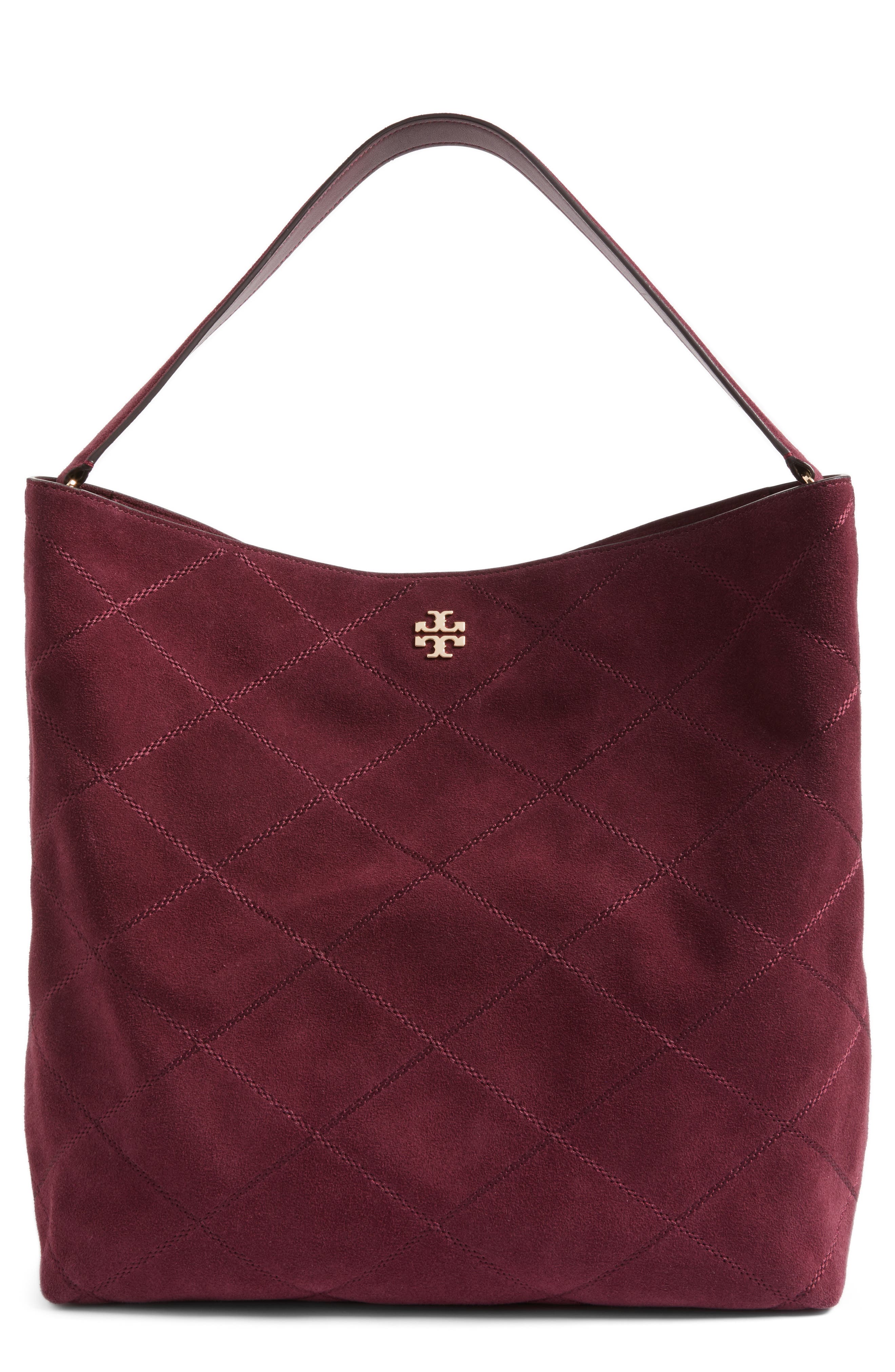 Tory Burch Frida Stitched Suede Hobo, Main, color, 