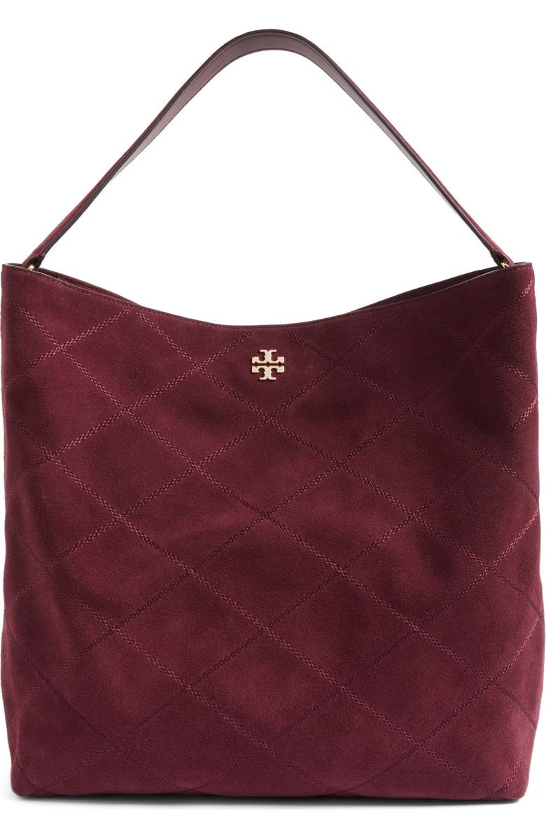 Tory Burch Frida Stitched Suede Hobo, Main, color,