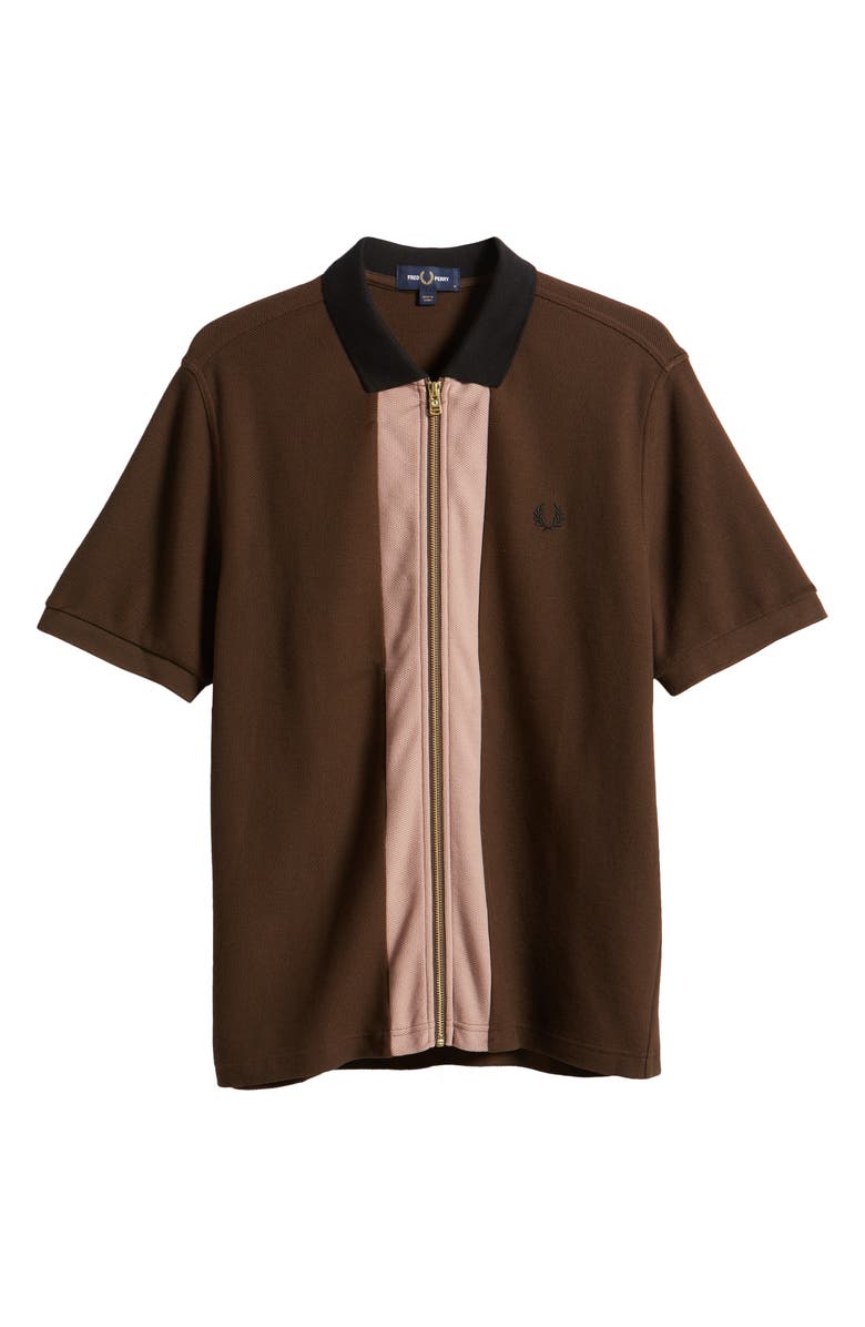Fred Perry Zip Cotton Piqué Polo Shirt, Alternate, color, 