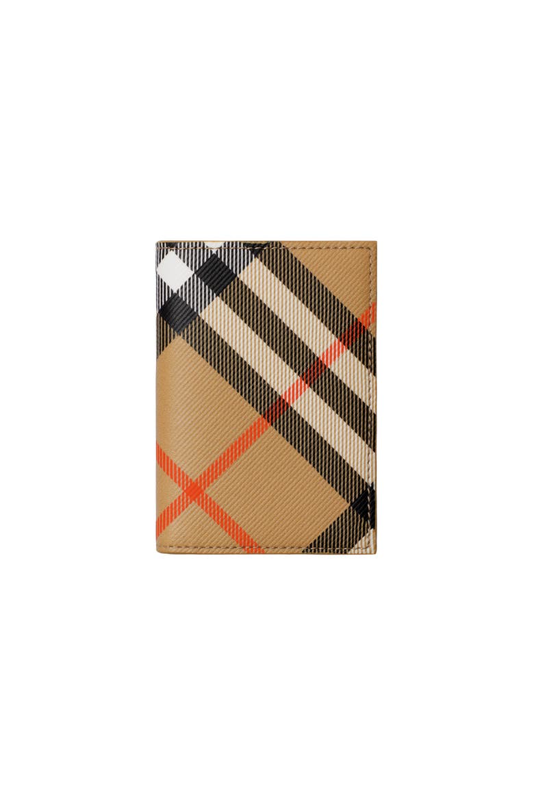 Check Folding Card Case, Main, color, Sand beige