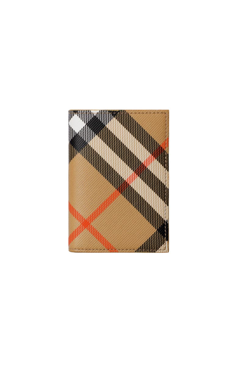 Burberry Check Folding Card Case, Main, color, Sand