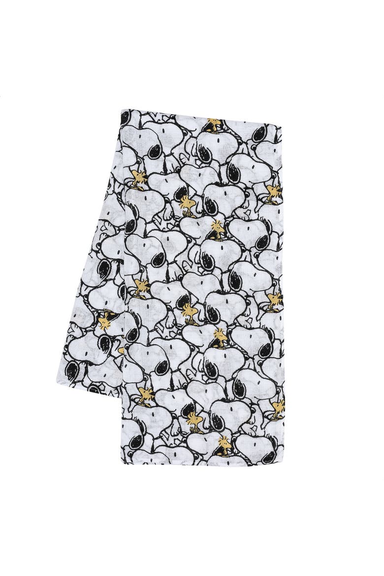 Snoopy Muslin Swaddle Blanket & Mini Plush Newborn Baby Gift Set, Alternate, color, White