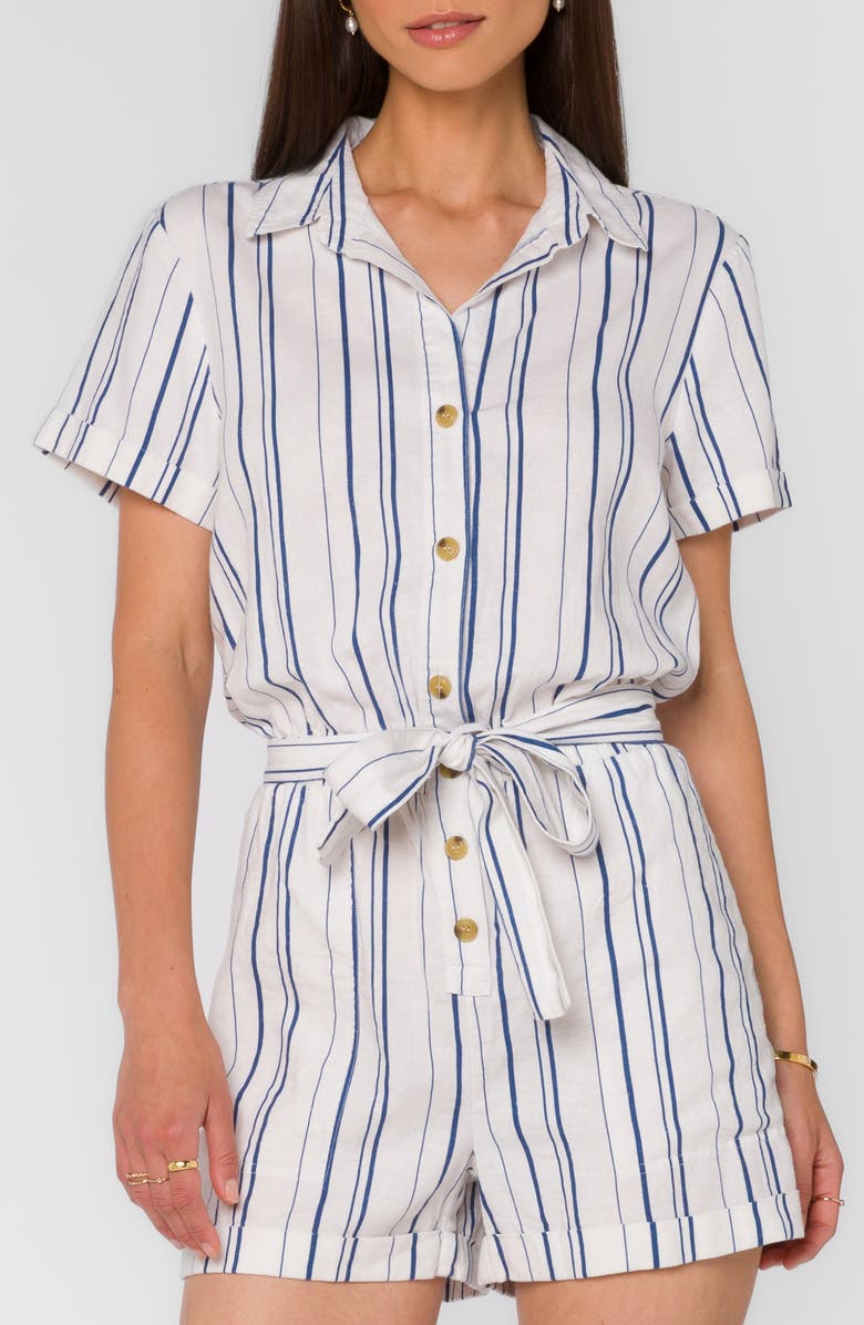 VELVET HEART Short Sleeve Button Front Romper, Alternate, color,