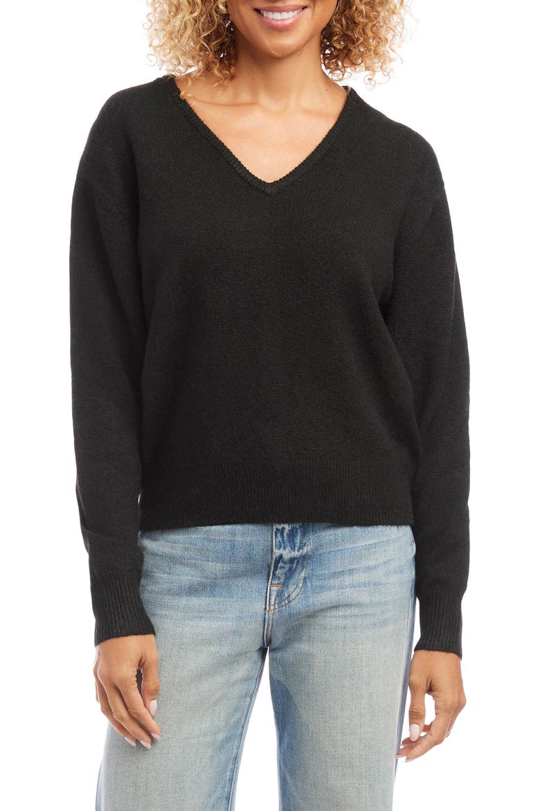 V-Neck Sweater, Main, color, BLACK