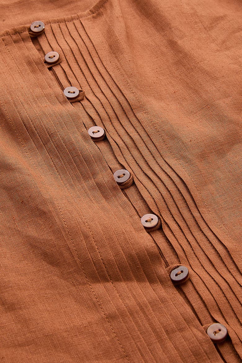 Edna Square Neck Linen Shirt, Alternate, color, Brown