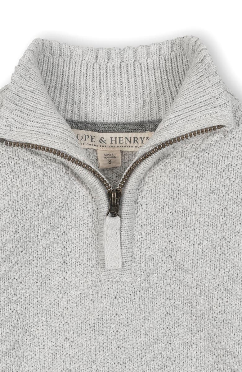 Hope & Henry Kids' Organic Long Sleeve Half Zip Cable Pullover Sweater, Alternate, color, Light Gray Heather Chevron