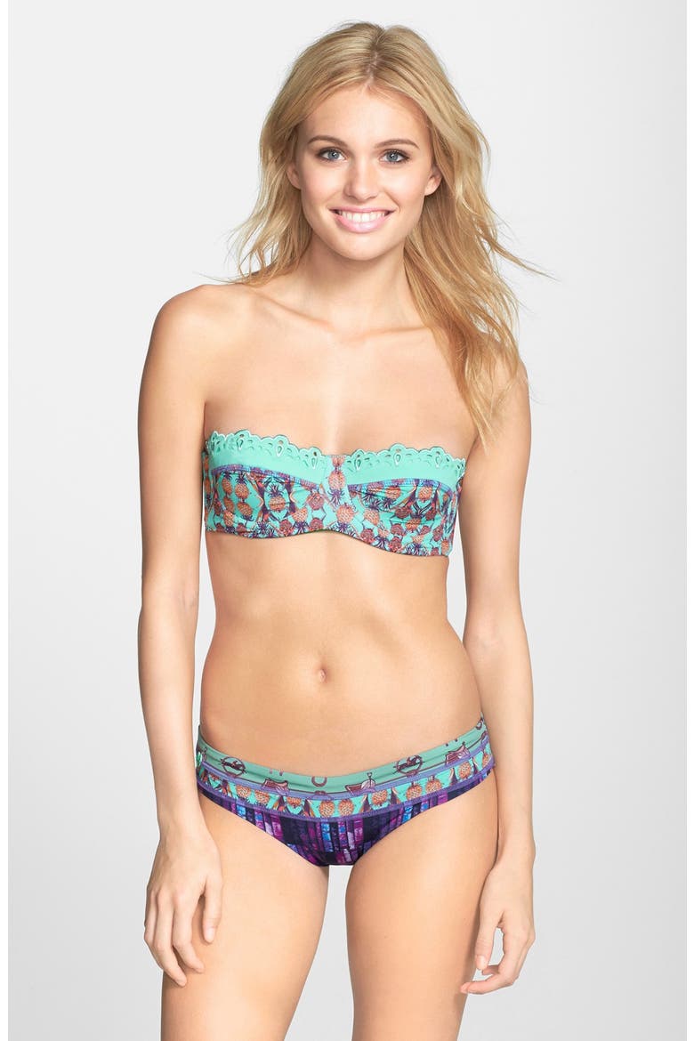 'Pineapple Stakes' Reversible Bandeau Bikini Top, Alternate, color, MULTICOLOR