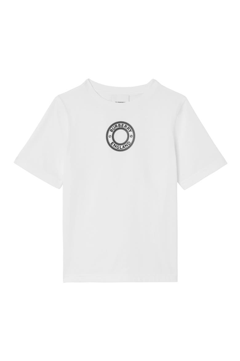 Kids' Roundel Organic Cotton Logo Graphic Tee, Main, color, WHITE