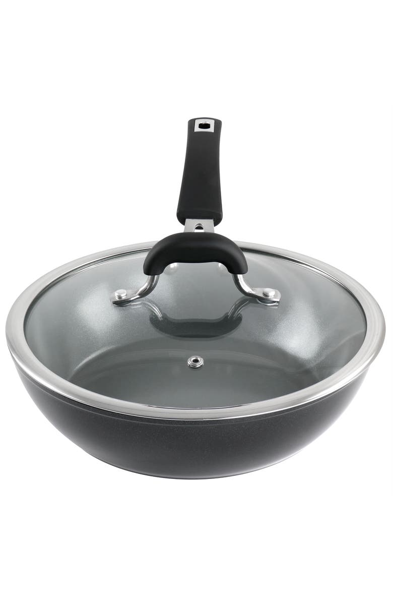 Kenmore Arlington 3.5 Quart Non Stick Aluminum Saute Pan with Lid, Alternate, color, Black