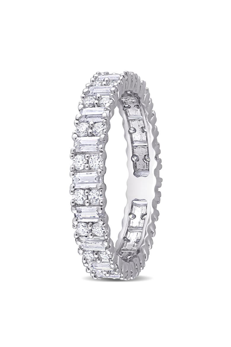 Moissanite Baguette Eternity Ring, Alternate, color, Sterling Silver
