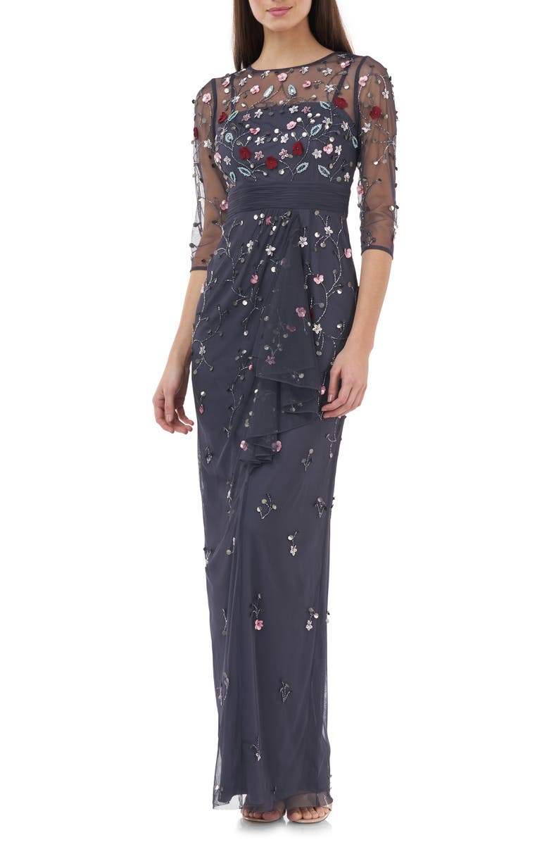 JS Collections Floral 3D Embellished Gown, Alternate, color, 
