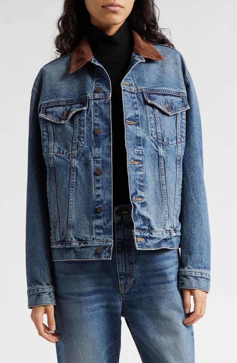 Nili Lotan Chesney Denim Trucker Jacket, Main, color, 