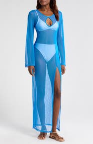 Hutch Maebry Sheer Long Sleeve Cover-Up Maxi Dress