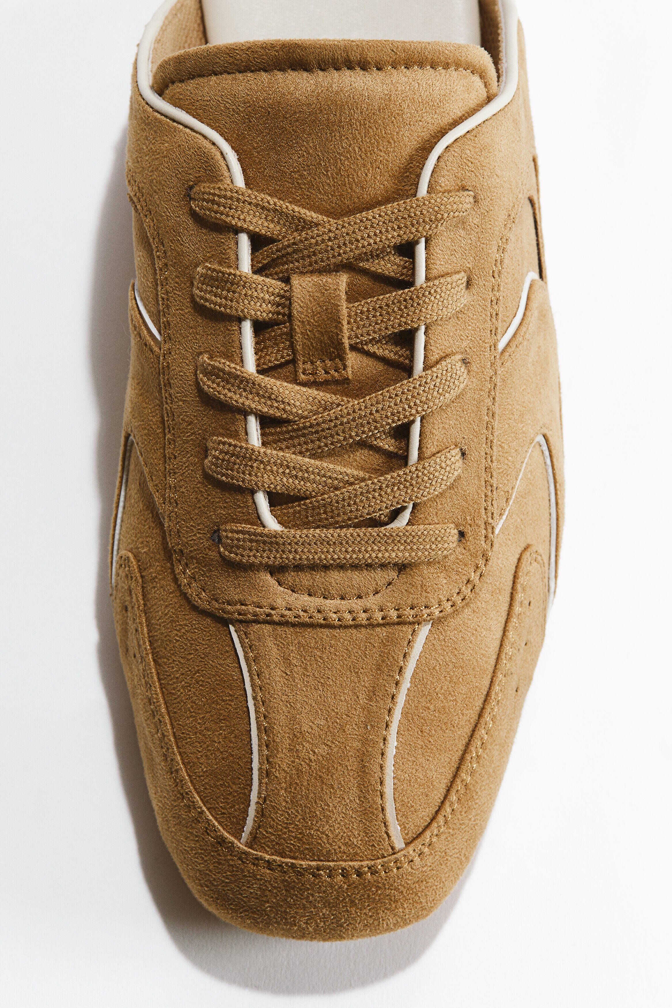 H&M Trainer-style Leather Mules, Alternate, color, Dark Beige